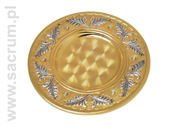 Ręcznie wykonana patena z wgłębieniem nr 15P/531 WOJ, śr. 16 cm