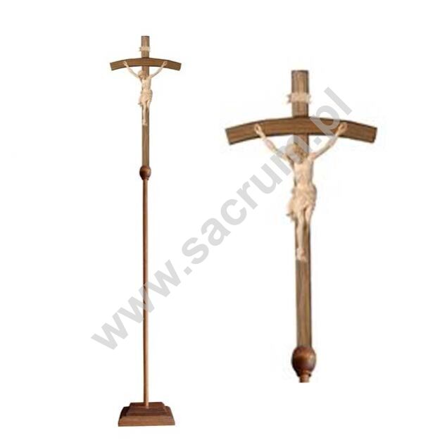 Krzyż procesyjny drewniany z podstawą 32-709201 (natural) - różne wielkości 