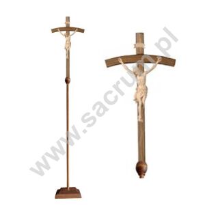 Krzyż procesyjny drewniany z podstawą 32-709201 (natural) - różne wielkości 