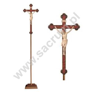 Krzyż procesyjny drewniany z podstawą 32-709204 (natural) - różne wielkości 
