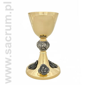 Kielich złocony z wizerunkami Ewangelistów 47-0048, wysokość 20,5 cm