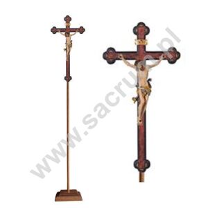 Krzyż procesyjny drewniany z podstawą 32-709103 (color) - różne wielkości 