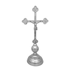Krzyż ołtarzowy mosiężny niklowany 02-202, wysokość 59 cm