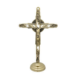 Krzyż ołtarzowy mosiężny, wysokość 57 cm, nr 01-1601